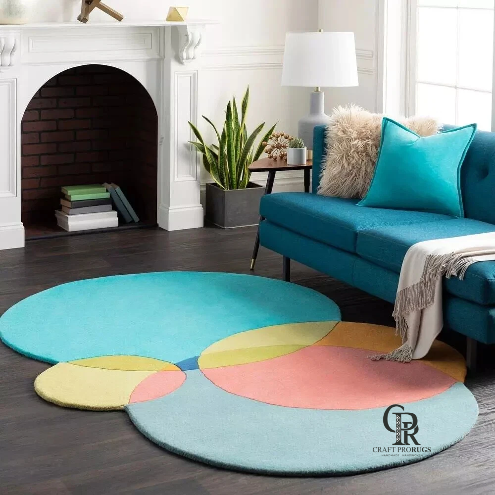 Modern Geometric Round Rug