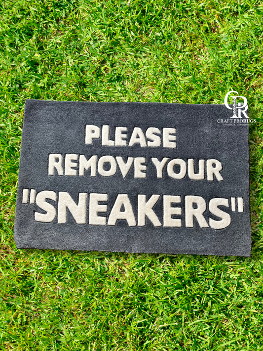 “Please Remove Your Sneakers” Hand-Tufted Doormat