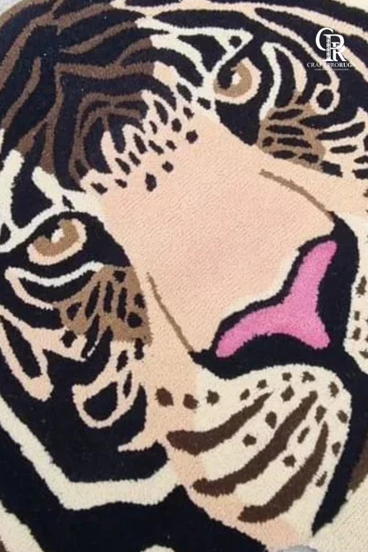 Jungle Tiger Face Rug – Plush & Handmade