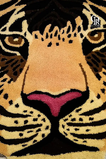 Jungle Tiger Face Rug – Plush & Handmade