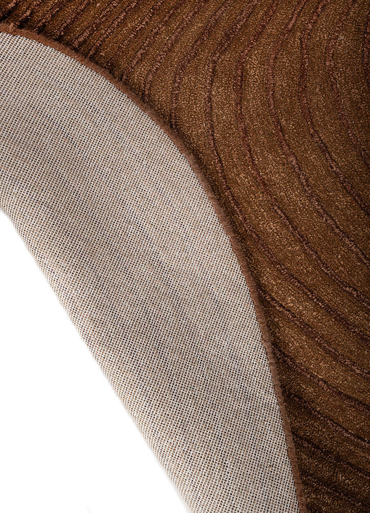 Corner view of Clay Ripple Wool Rug showing strong backing and premium hand tufted wool construction.