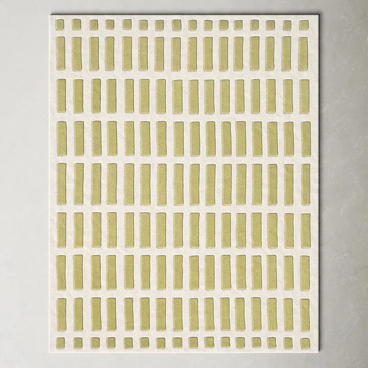 Full view of Lattice Wool Rug hand tufted wool rug with modern grid pattern.