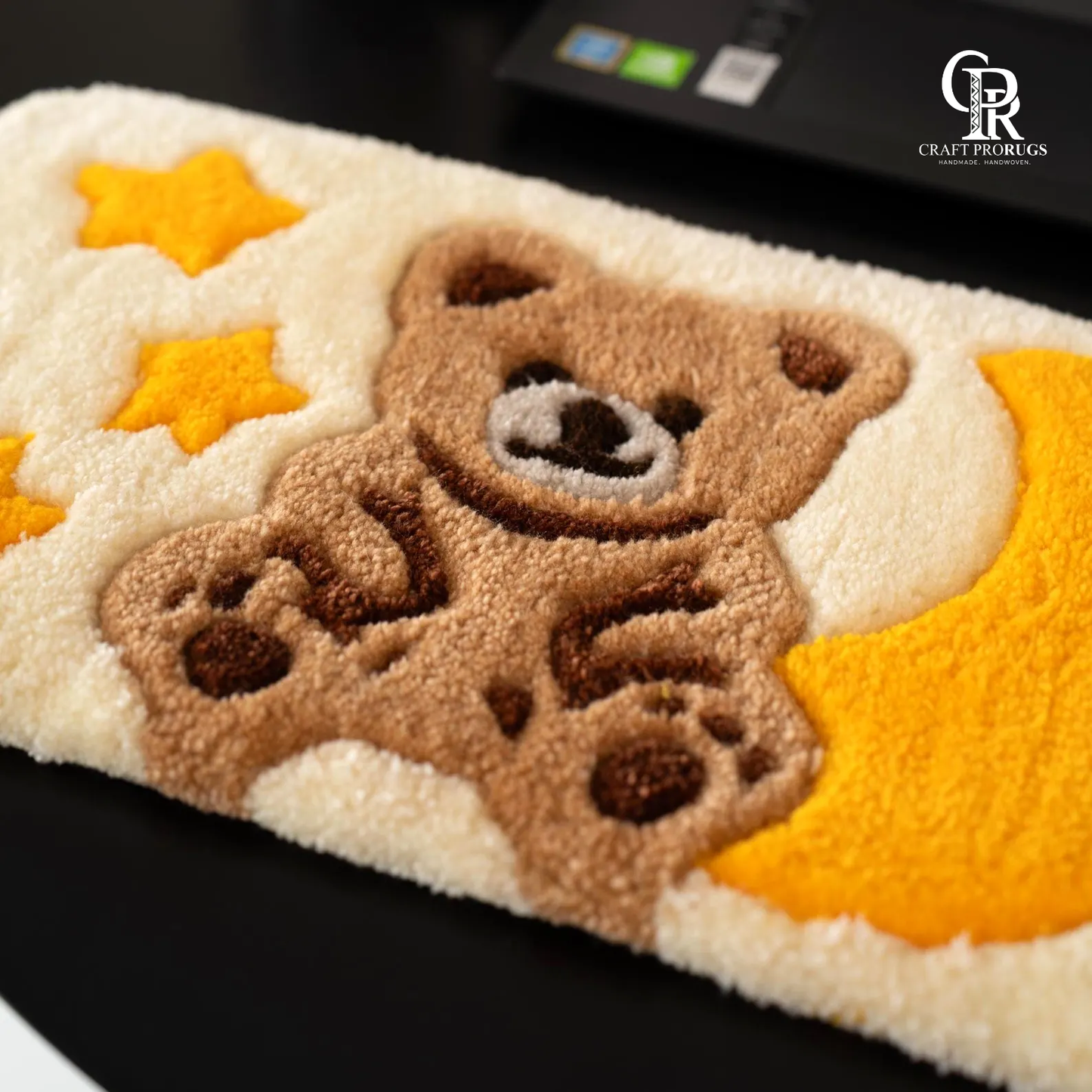 teddy cream yellow brown moon rug 