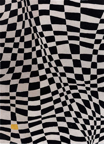 Full view of Abstract Optical hand-tufted wool rug showing complete abstract optical pattern with bold contrast and clean edges

