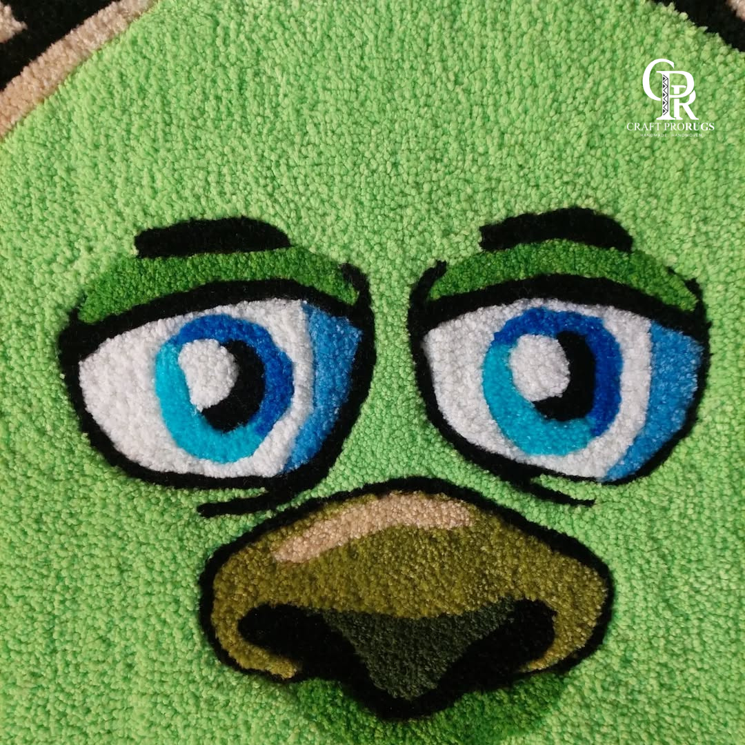 Detailed view of Bored Face Rug showing color tones and hand-tufted quality