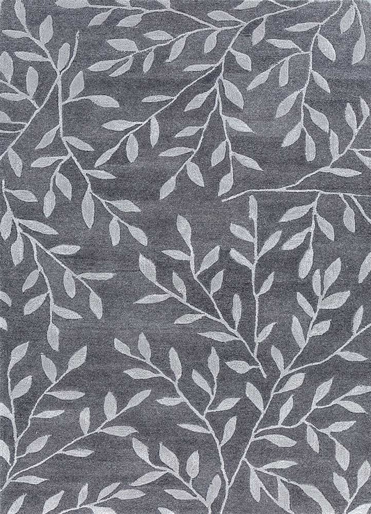 Botanical Vine hand tufted wool rug top view showing full botanical vine design.