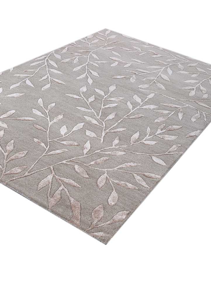 Side angle view of Botanical Vine hand-tufted wool rug thickness and finish