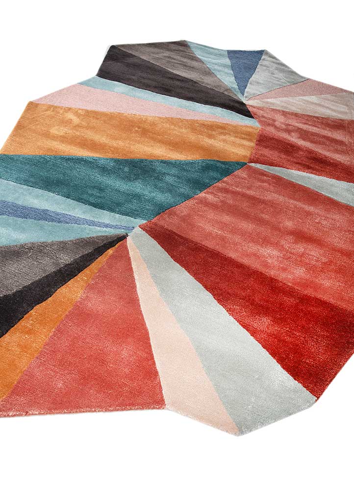 Close-up of Color Axis Wool Rug texture highlighting soft wool fibers and intricate geometric pattern.