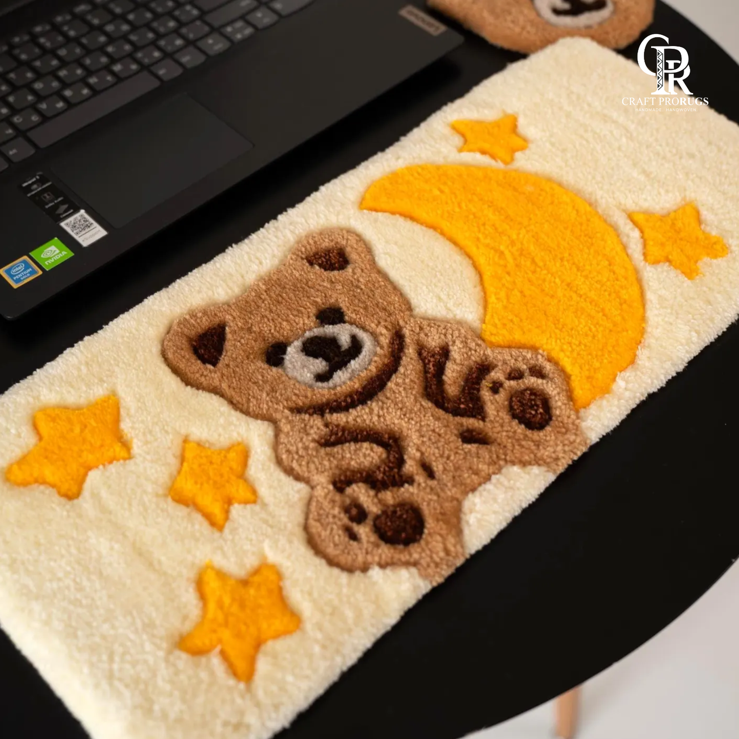 Yellow cream brown teddy keyboard rug