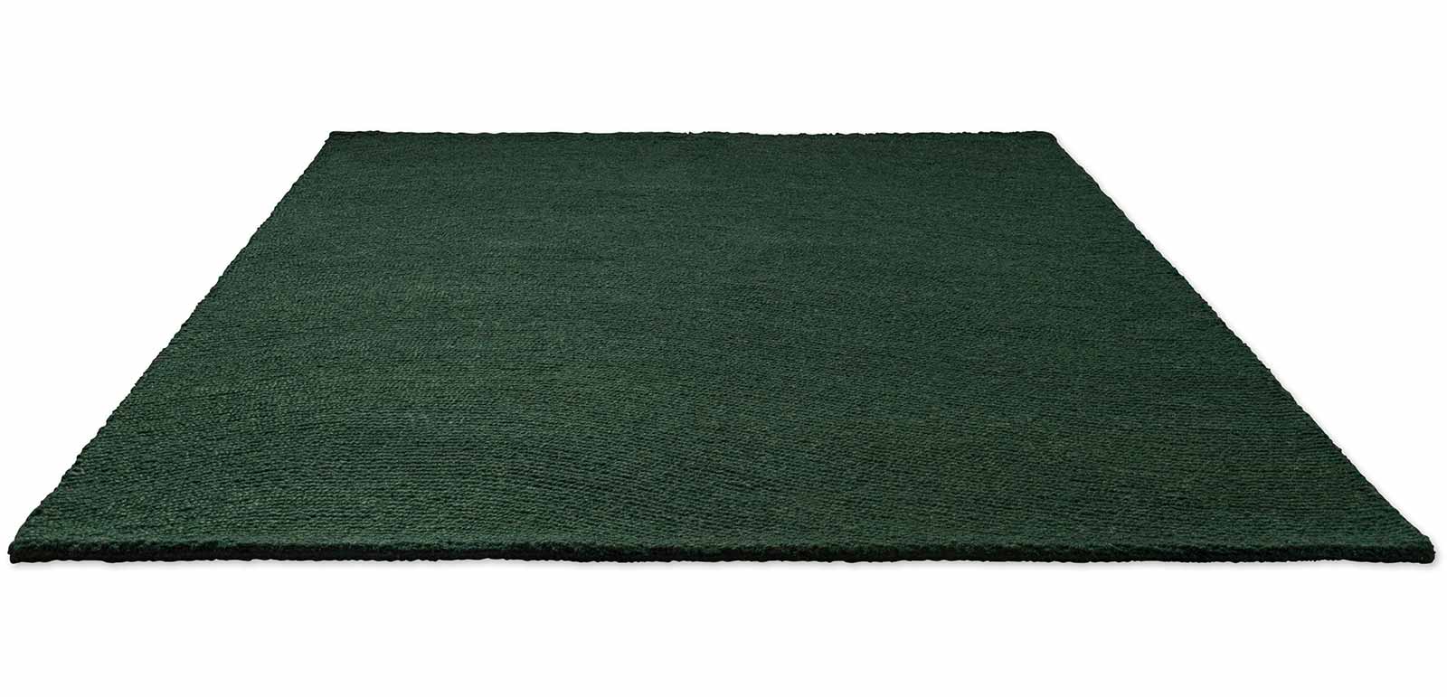 Echo Forest Solid hand tufted wool rug displaying a smooth solid surface in rich forest green tone.