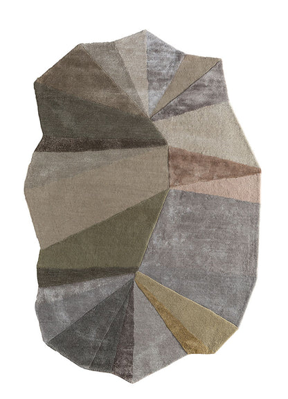 Geometric spectrum hand-tufted wool rug featuring modern abstract shapes and multi-tone design, ideal for contemporary interiors