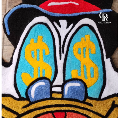 Close-up of hand-tufted Cartoon Duck Rug showing vibrant colors and detailed design