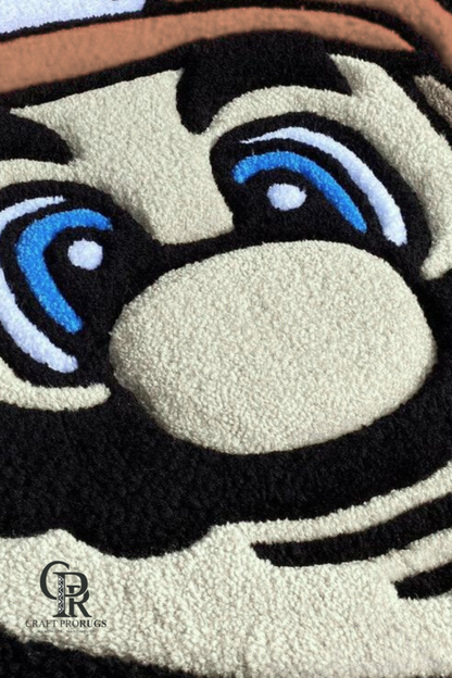 close-up of hand-tufted mario gamer rug showing clean carving, premium wool blend, and soft durable pile for daily use.