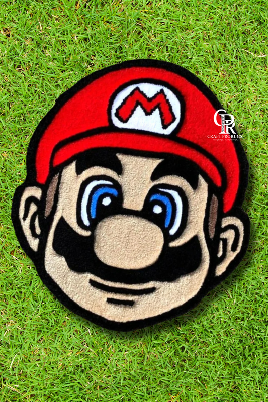 Hand-tufted mario gamer rug front view showing bold gaming design and plush texture perfect for bedrooms and gaming setups.