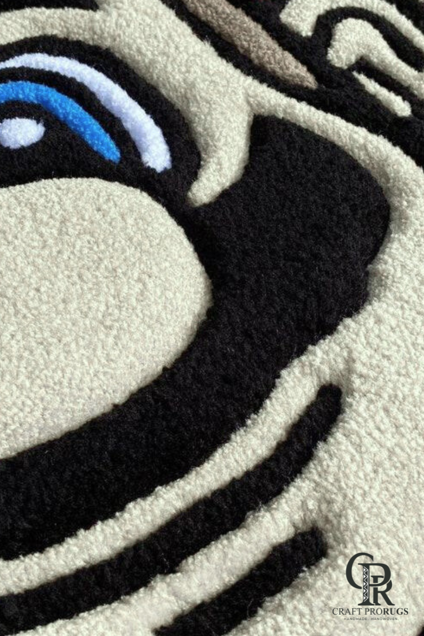Close texture view of the hand-tufted mario gamer rug showing plush wool blend, neat carving, and soft durable pile for everyday use
