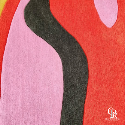 Close-up view of hand-tufted Round Pop Rug showing premium soft yarn and artistic detailing