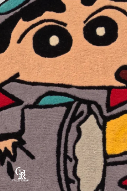 Close-up detail of hand-tufted Shinchan rug showing texture and stitching.