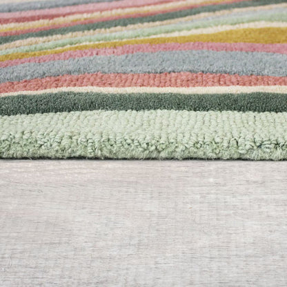 Liora Pastel Wave Rug hand tufted wool rug close-up showing high-quality wool and wave pattern details.