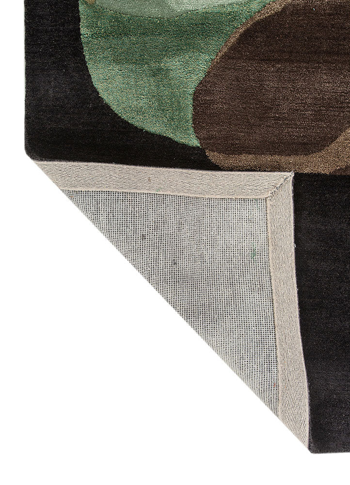 Backside and edge finish of Obsidian modern abstract wool rug.