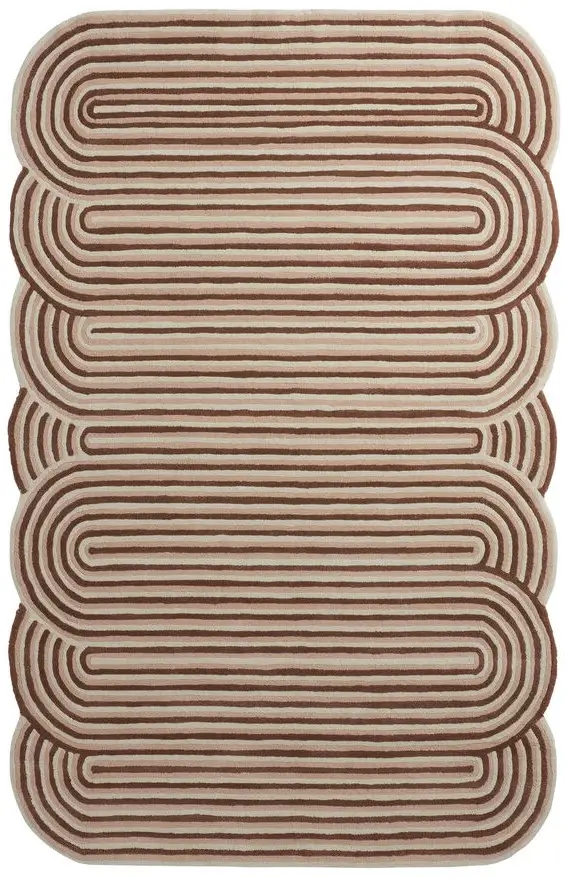 Omee Terra Contour hand tufted wool rug showing layered contour shape with soft rounded edges and warm terra tones