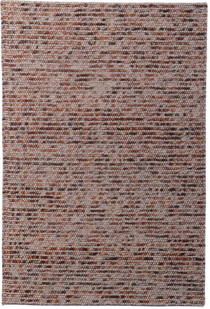 Full top view of Pebbles Copper flatweave rug showing warm earthy tones.