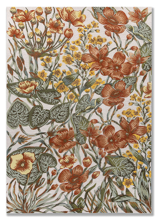 Full view of Regal Botanique hand tufted wool rug featuring detailed floral pattern with earthy tones and classic design.