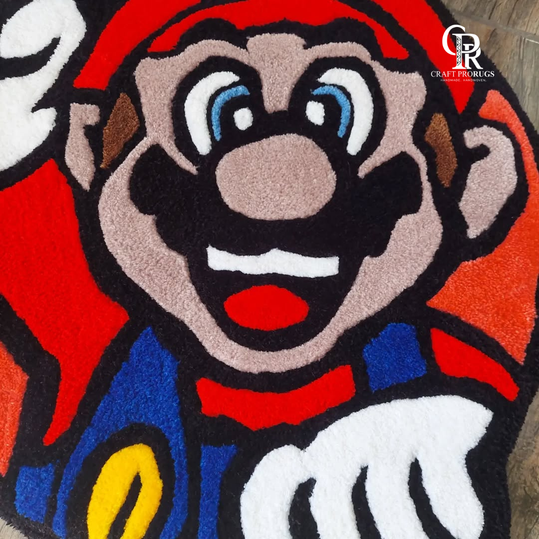 Super Mario Hand Tufted Rug close-up texture showing fine tufting and soft surface