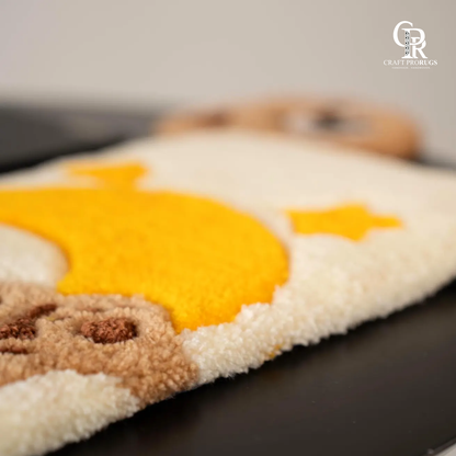 Keyboard teddy rug showing closeup texture 